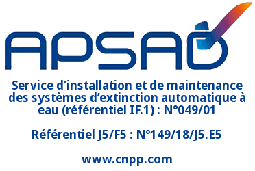 APSAD - Service d’installation et de maintenance des systèmes d’extinction automatique à eau (référentiel IF.1) : N°049/01 Référentiel J5/F5 : N°149/18/J5.E5 www.cnpp.com